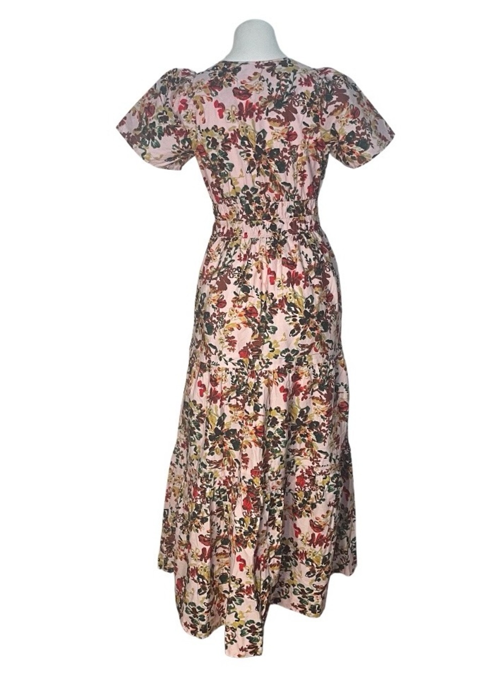 ANTHROPOLOGIE The Somerset Maxi Dress Medium Pink Floral Elastic Waist Size XS - Picture 3 of 12